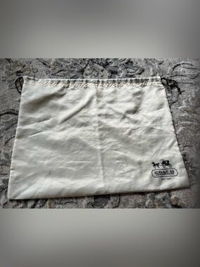 Coach White Drawstring Logo Dust Bag